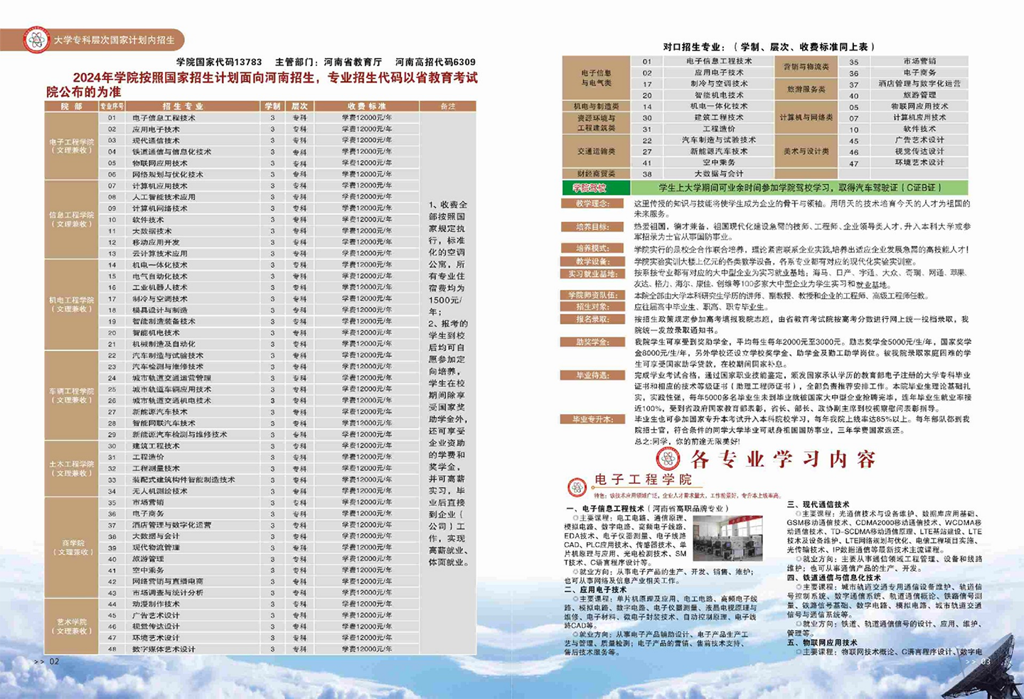 鄭州電子信息職業(yè)技術(shù)學(xué)院－2024年面向河南招生專業(yè)代碼及收費標(biāo)準(zhǔn)